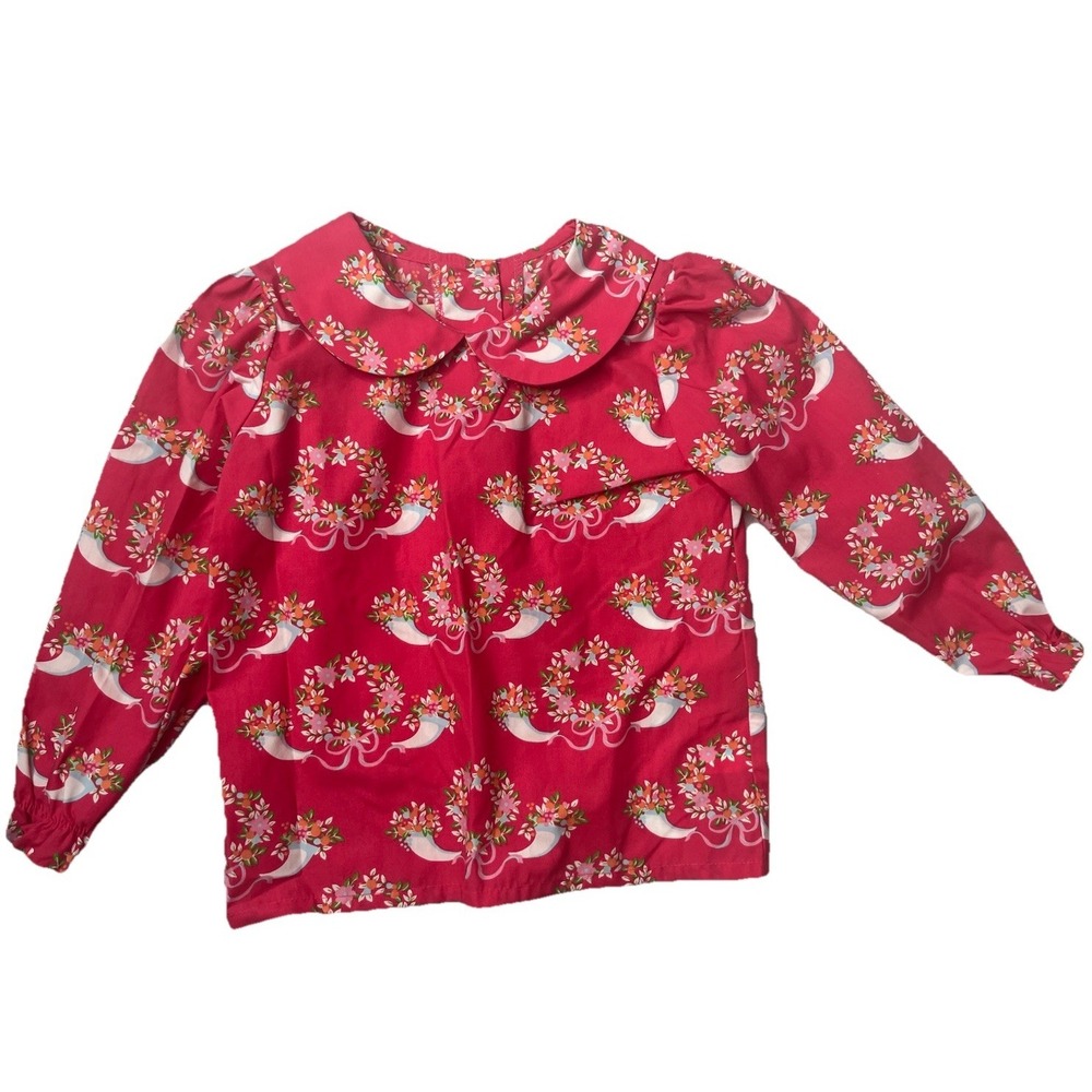 The Beaufort Bonnet Company TBBC Girls Size 5 Shirt Collar Pink Bows And Berries